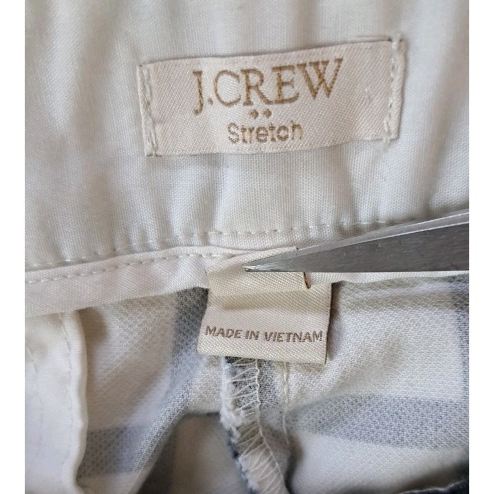 J.Crew Ankle Pants 10 Ivory Black Windowpane Flat Front Pockets Stretch Preppy - Picture 5 of 12